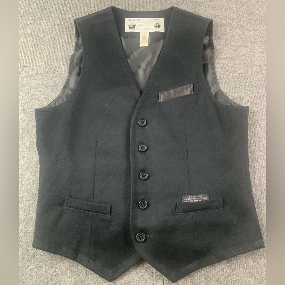 Diesel-Co Only The Brave Mens 100% Cotton Waistcoat Vest Size M Black